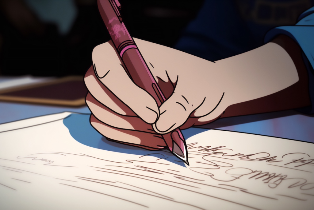 Illustration of a hand writing